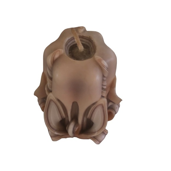 VTG 70’s Ribbon Hand Carved Wax Candle Unlit Neutrals Cream Beige Brown 5X3 - Picture 3 of 6